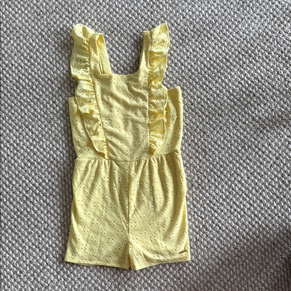Tahari Yellow Ruffled Eyelet Romper - NWOT